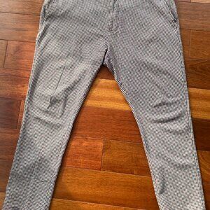Plaid stretch knit pants skinny fit
